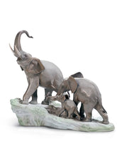 Elephants Walking Figurine